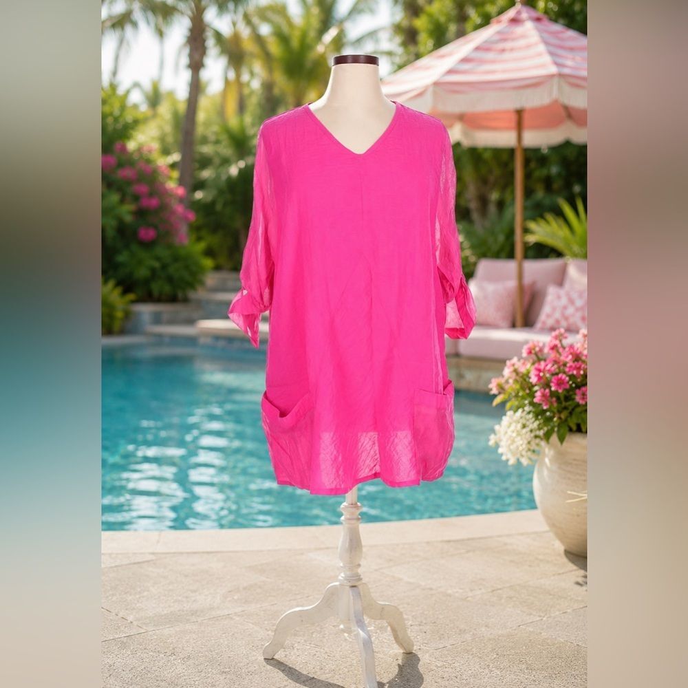 Sz XL Soft Surroundings HotPink Swim Coverup Loungewear